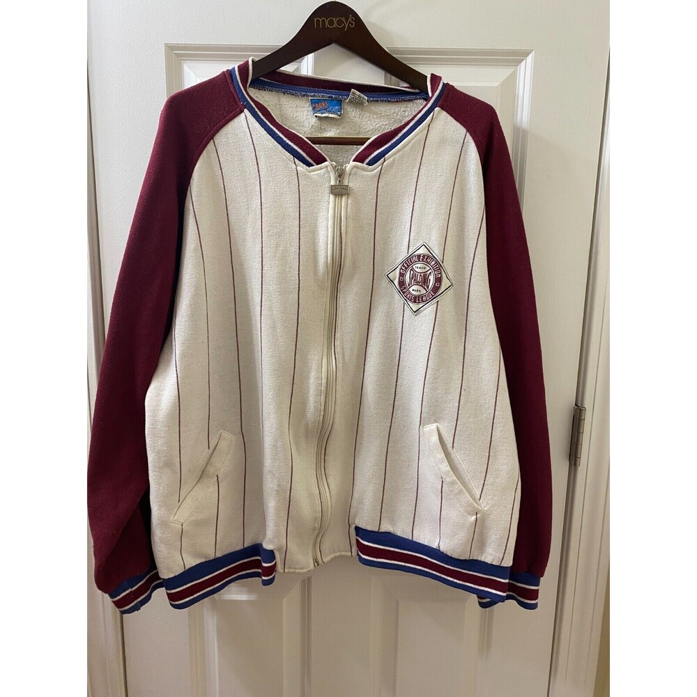 VTG Spaulding Sport Mens XL Baseball Sweatshirt Pinstripe Jersey Full Zip